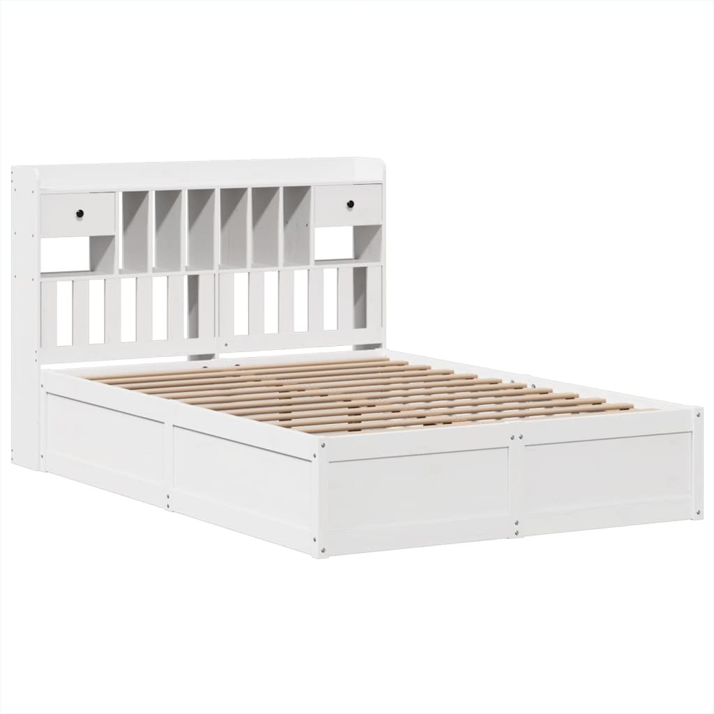 White Solid Pine King Bed Frame 150x200 cm - No Mattress Included