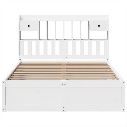 White Solid Pine King Bed Frame 150x200 cm - No Mattress Included