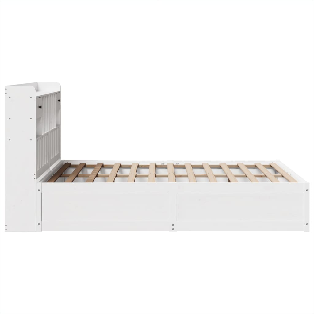 White Solid Pine King Bed Frame 150x200 cm - No Mattress Included