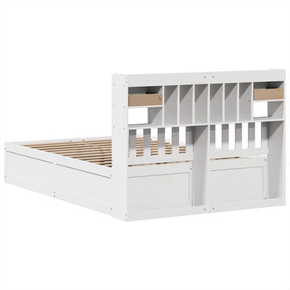 White Solid Pine King Bed Frame 150x200 cm - No Mattress Included