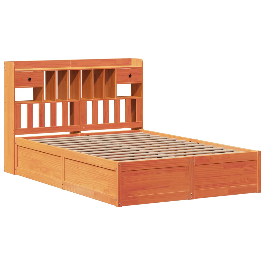 King Size Solid Pine Wood Bed Frame, Wax Brown 150x200 cm