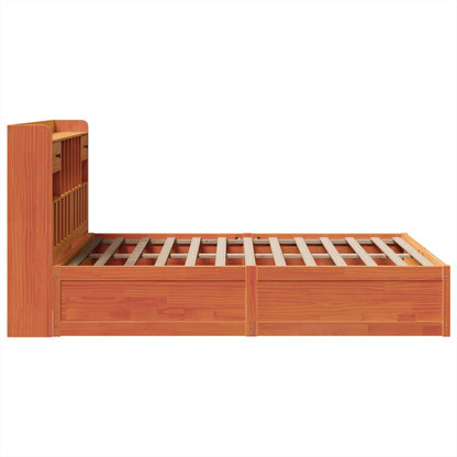 King Size Solid Pine Wood Bed Frame, Wax Brown 150x200 cm