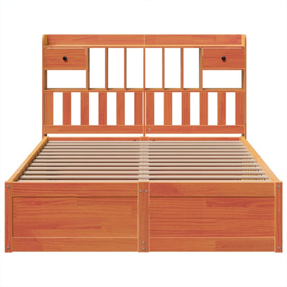 Solid Pine Wood Bed Frame, Wax Brown, 140x200 cm - No Mattress