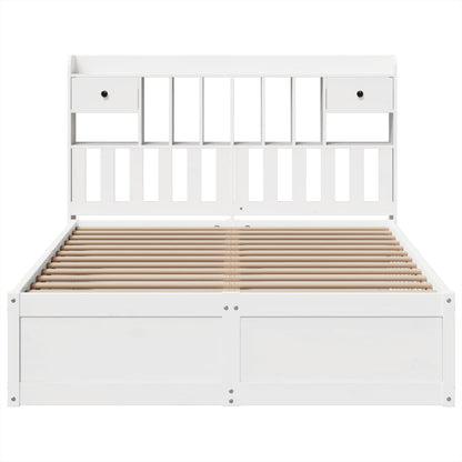 White Solid Pine Bed Frame 140x190cm - No Mattress Included