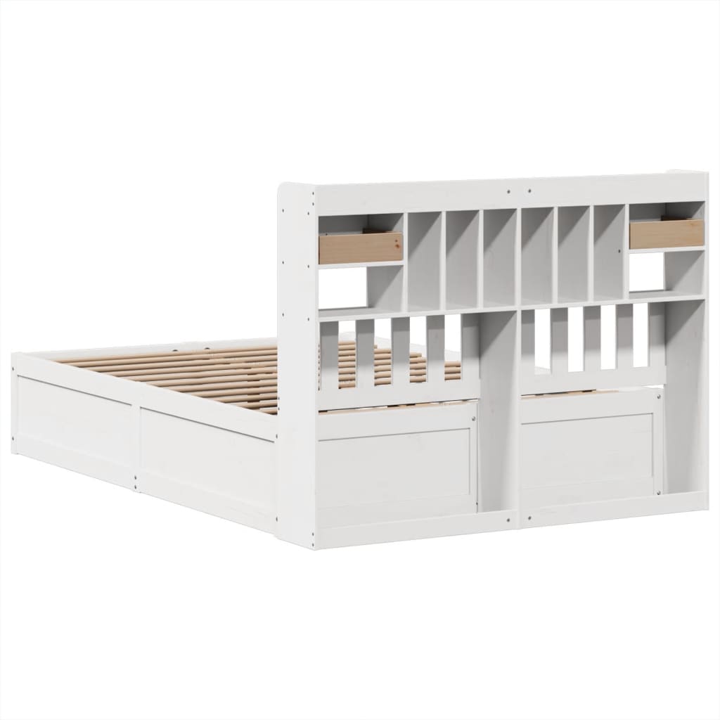 White Solid Pine Bed Frame 140x190cm - No Mattress Included