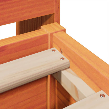 Solid Pine Wood Bed Frame 140x190 cm, Wax Brown Finish