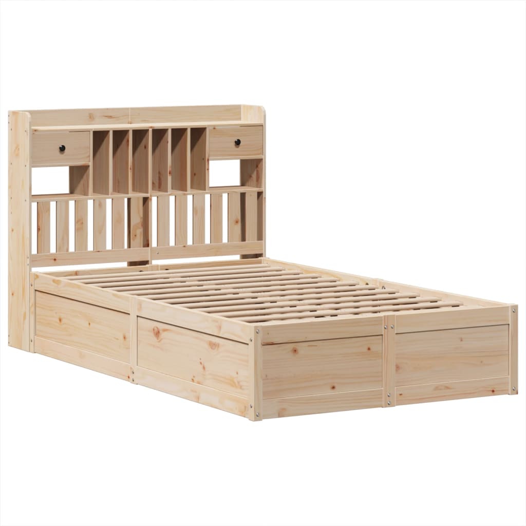 Solid Wood Pine Double Bed Frame 135x190 cm - No Mattress Included