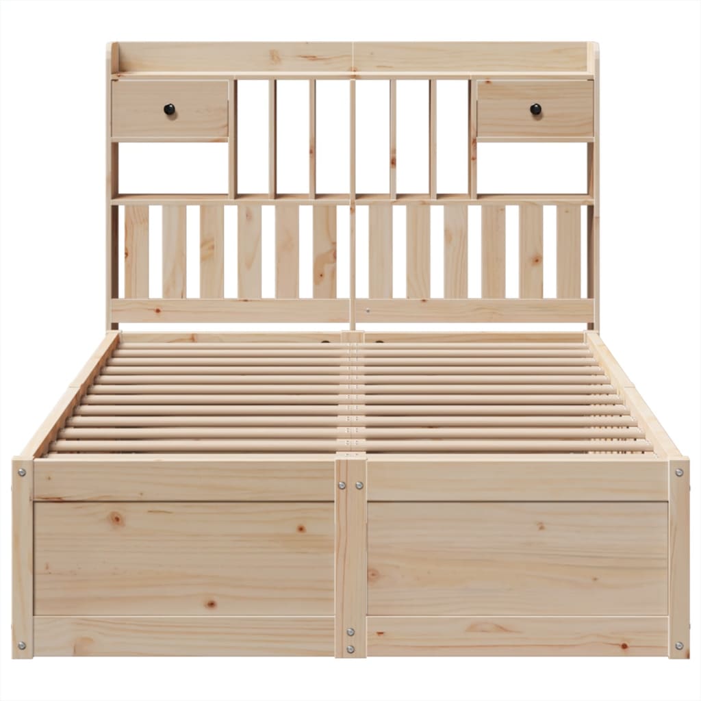 Solid Wood Pine Double Bed Frame 135x190 cm - No Mattress Included