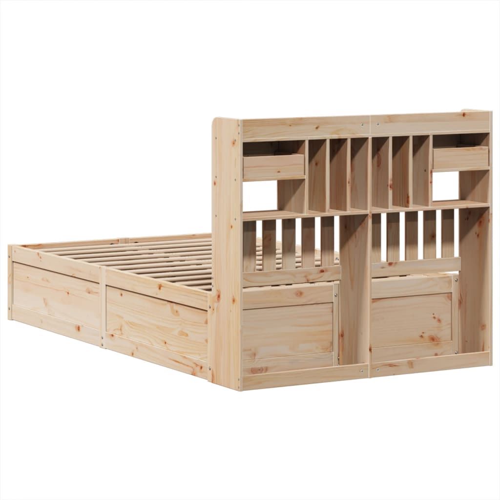 Solid Wood Pine Double Bed Frame 135x190 cm - No Mattress Included