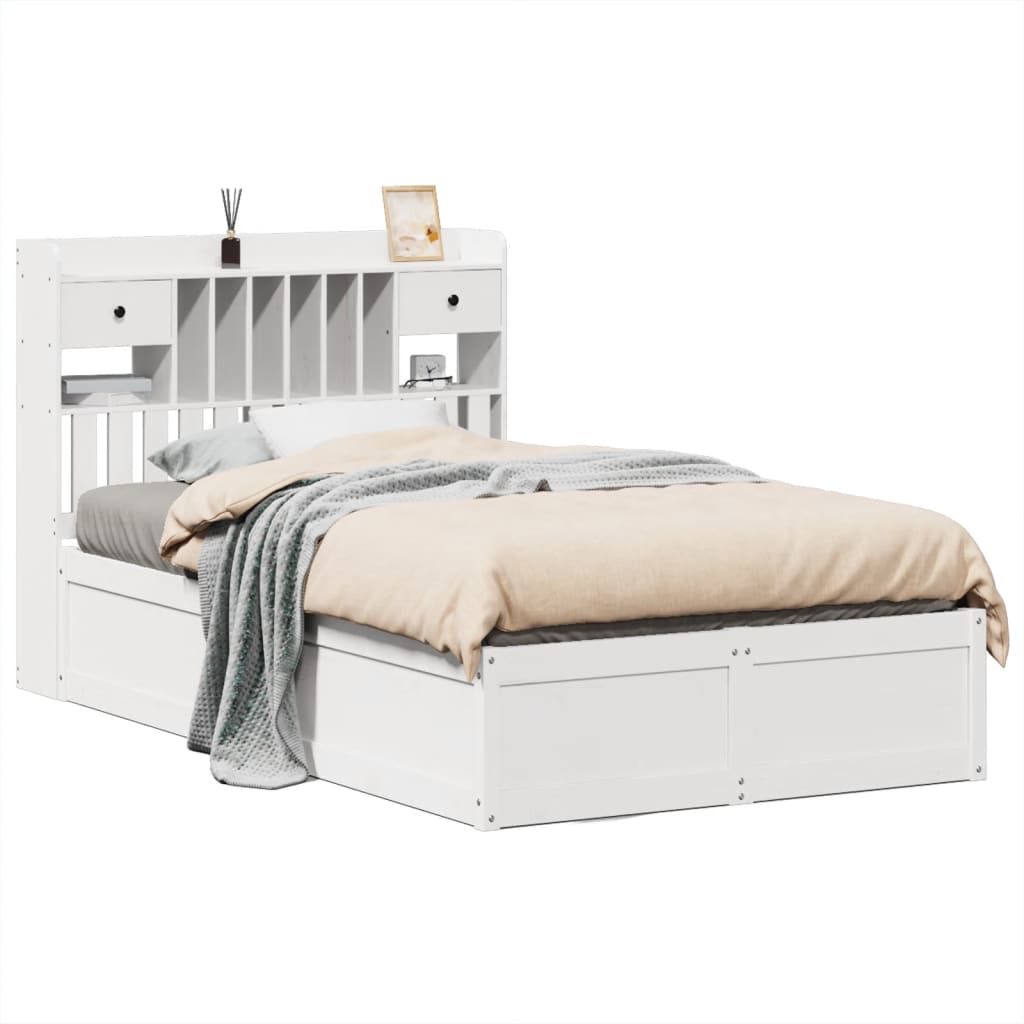 White Pine Wood Double Bed Frame 135x190 cm - No Mattress