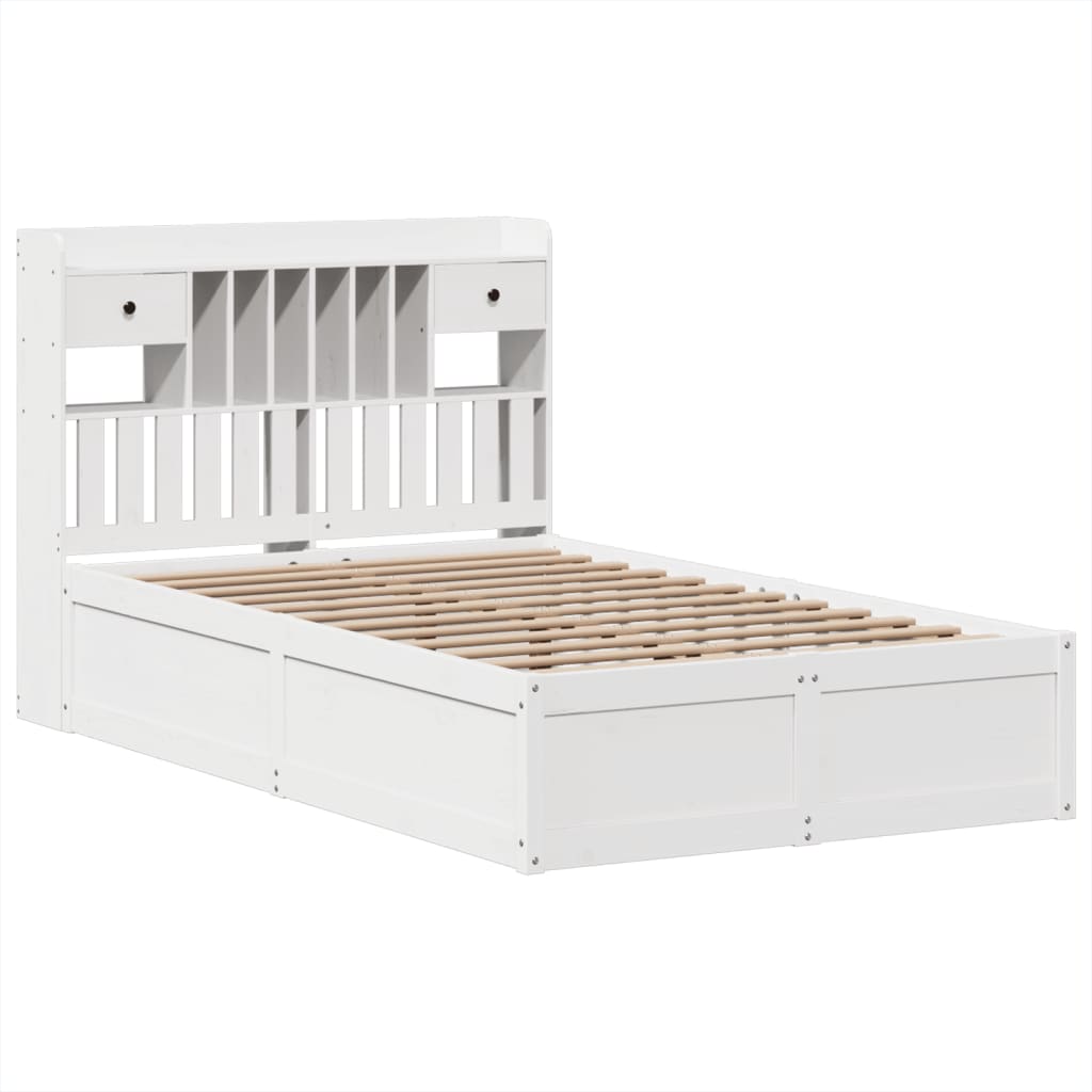 White Pine Wood Double Bed Frame 135x190 cm - No Mattress