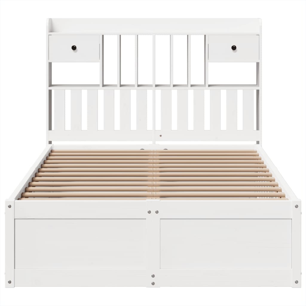 White Pine Wood Double Bed Frame 135x190 cm - No Mattress