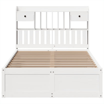 White Pine Wood Double Bed Frame 135x190 cm - No Mattress