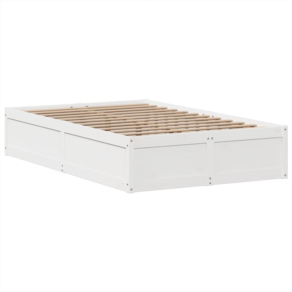 White Pine Wood Double Bed Frame 135x190 cm - No Mattress