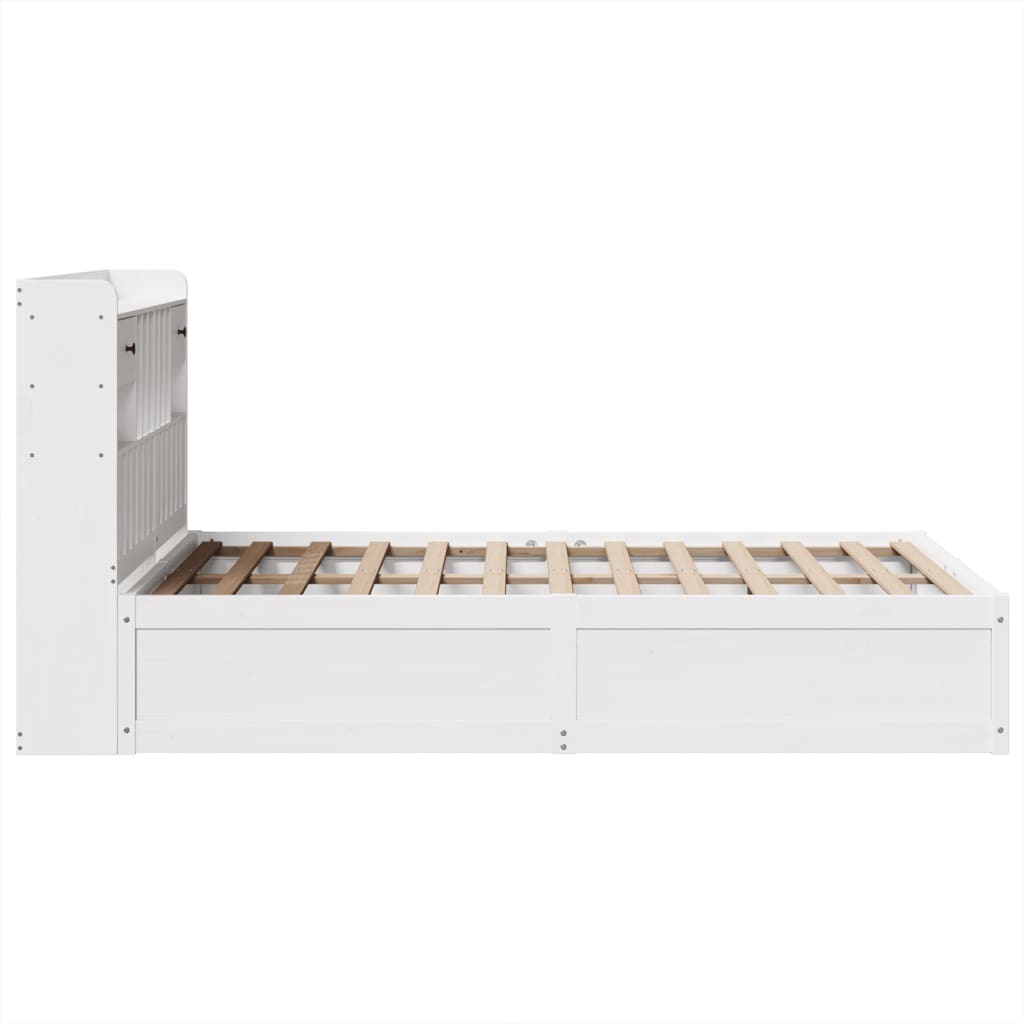 White Pine Wood Double Bed Frame 135x190 cm - No Mattress