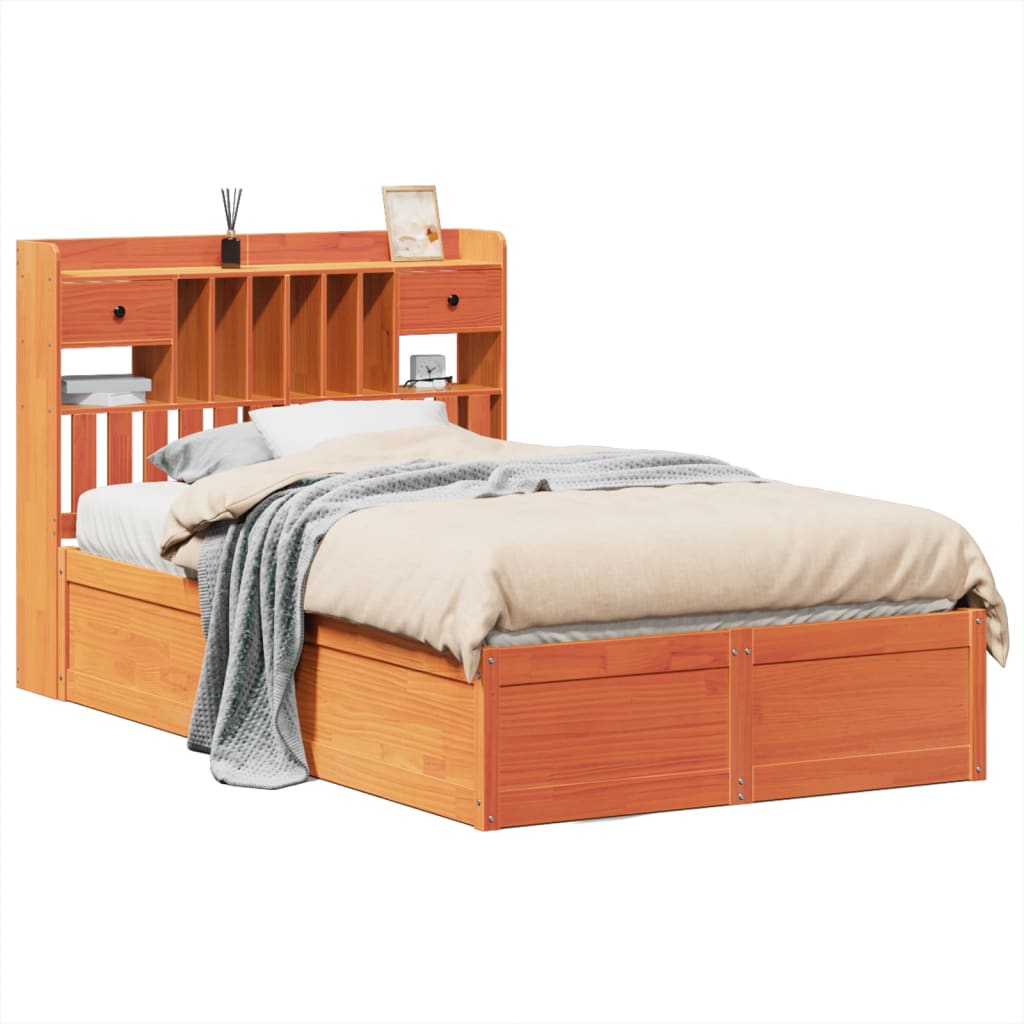 Bed Frame without Mattress Wax Brown 135x190 cm Double Solid Wood Pine