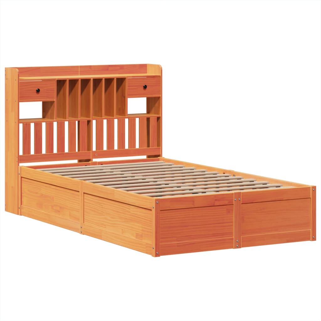 Bed Frame without Mattress Wax Brown 135x190 cm Double Solid Wood Pine