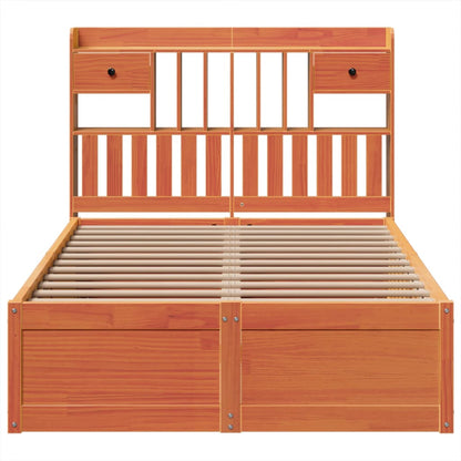 Bed Frame without Mattress Wax Brown 135x190 cm Double Solid Wood Pine