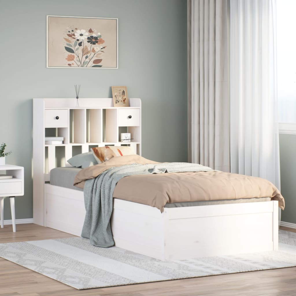 Solid Pine White Bed Frame 75x190 cm - Small Single Size