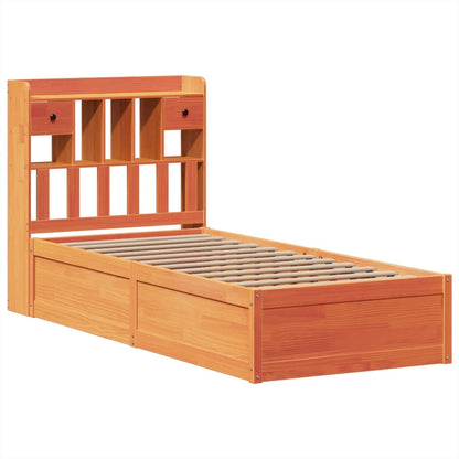 Solid Pine Bed Frame, Wax Brown, 75x190 cm Small Single