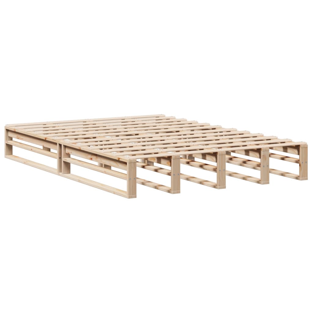 Solid Wood Bookcase Bed Frame 120x200 cm, No Mattress Included