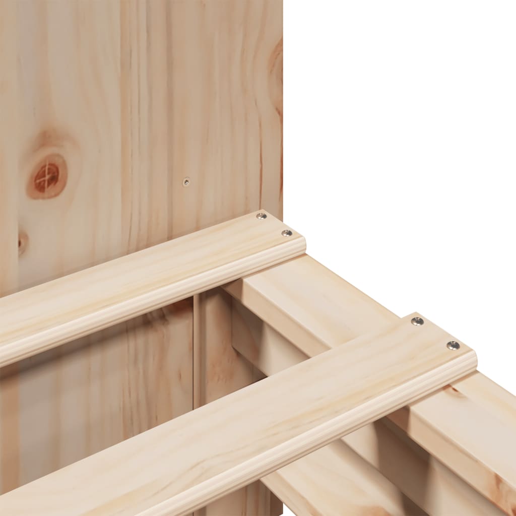 Solid Wood Bookcase Bed Frame 120x200 cm, No Mattress Included