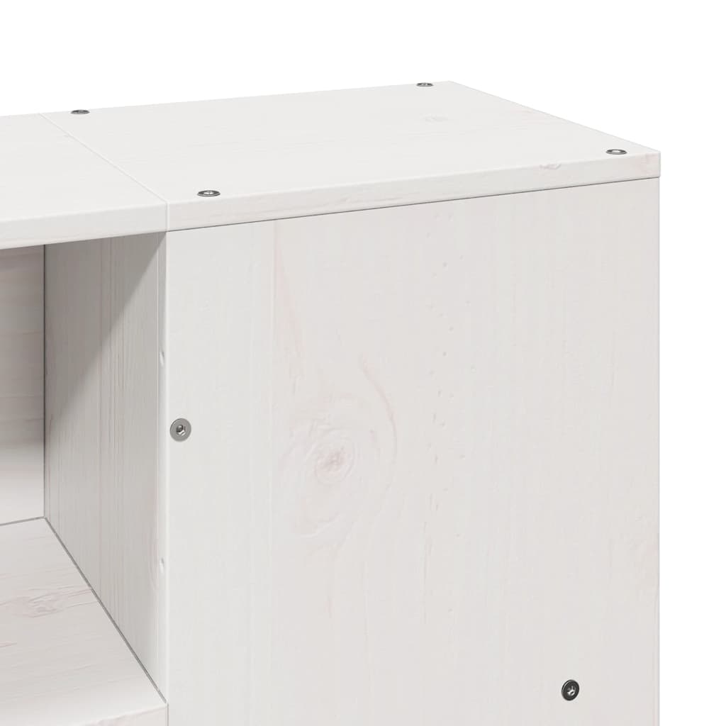 Solid Wood White King Size Bookcase Bed Frame 150x200 cm