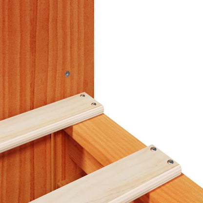 Solid Wood Wax Brown King Size Bookcase Bed Frame 150x200 cm