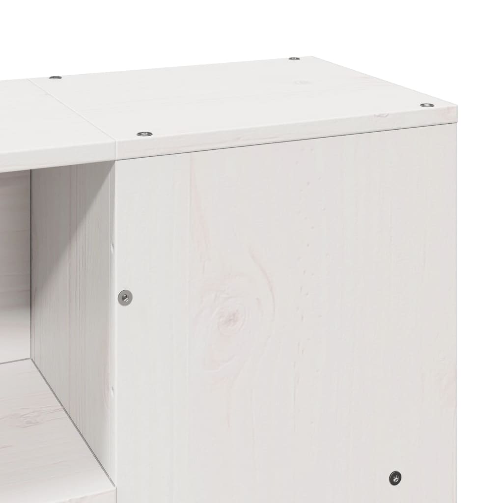 White Solid Wood Bookcase Bed Frame 160x200 cm - No Mattress