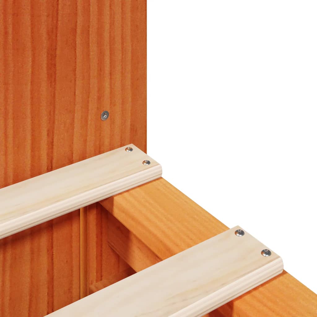 Wax Brown Solid Wood Bookcase Bed Frame 160x200 cm - No Mattress