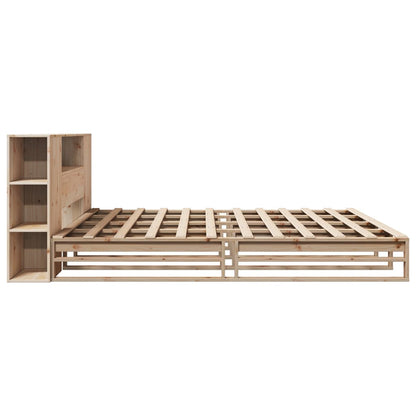 Solid Wood Super King Bookcase Bed 180x200 cm - No Mattress