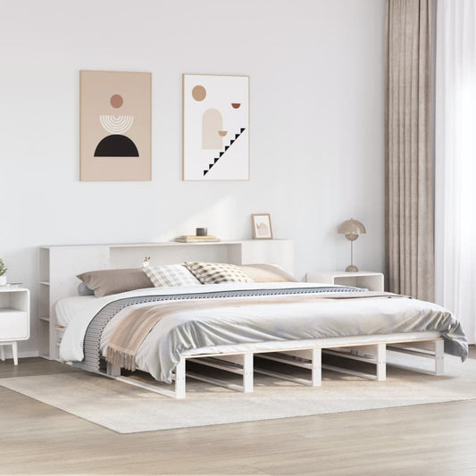 Solid Wood White Super King Bookcase Bed 180x200cm Frame