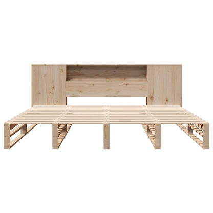Solid Wood 200x200 cm Bookcase Bed Frame - No Mattress Included