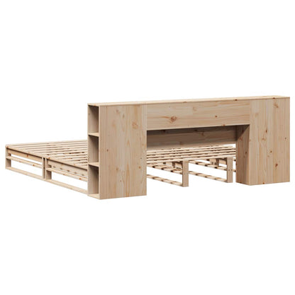 Solid Wood 200x200 cm Bookcase Bed Frame - No Mattress Included