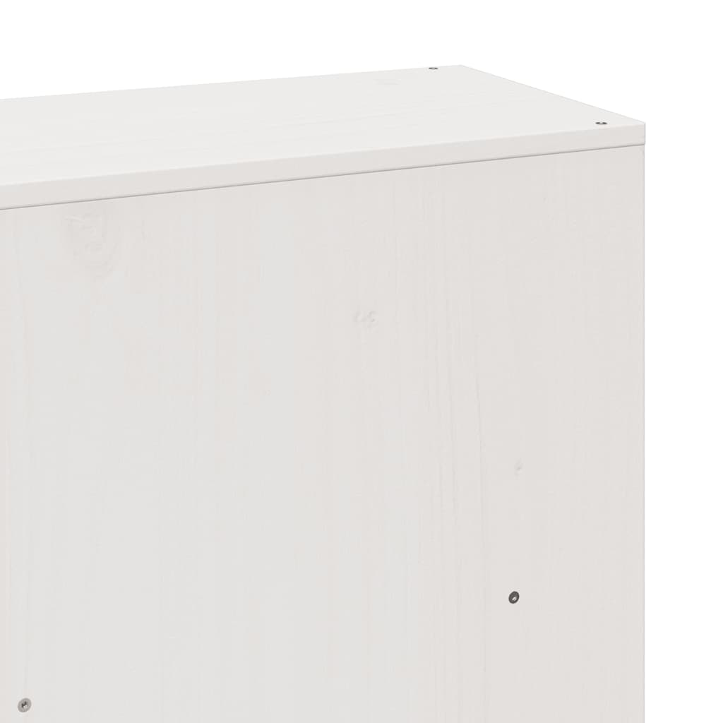 Solid Wood White Bookcase Bed Frame, 200x200 cm, No Mattress