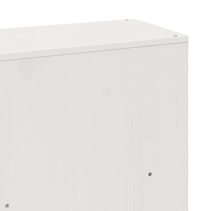 Solid Wood White Bookcase Bed Frame, 200x200 cm, No Mattress