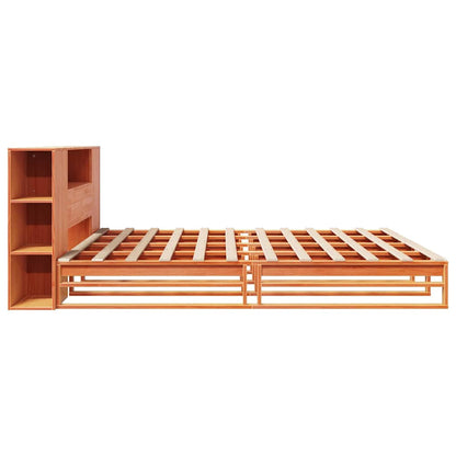 Bookcase Bed without Mattress Wax Brown 200x200 cm Solid Wood
