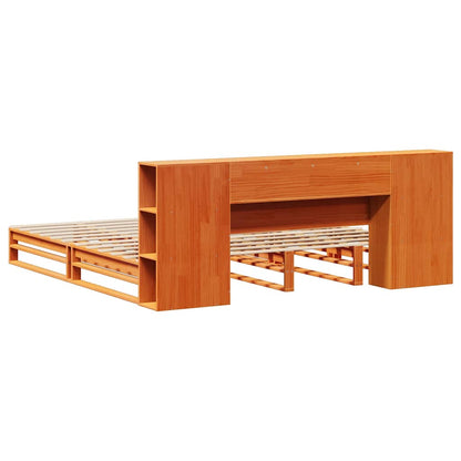 Bookcase Bed without Mattress Wax Brown 200x200 cm Solid Wood