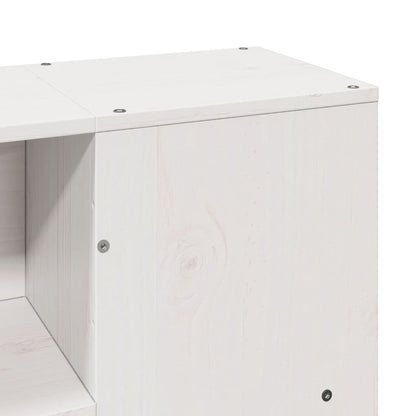 Solid Wood White Bookcase Bed 140x190 cm - No Mattress Included