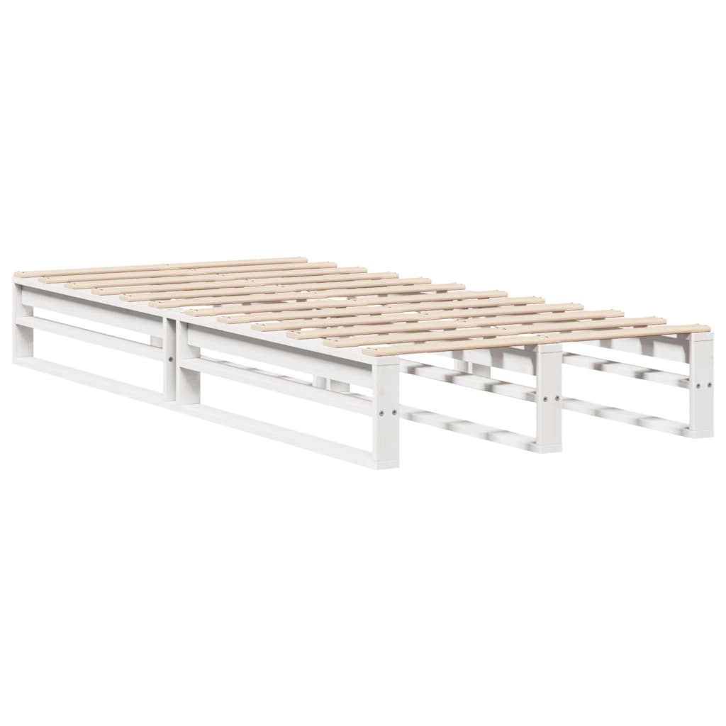 White Solid Wood Bookcase Bed Frame 75x190 cm - Small Single