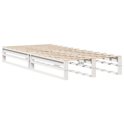White Solid Wood Bookcase Bed Frame 75x190 cm - Small Single