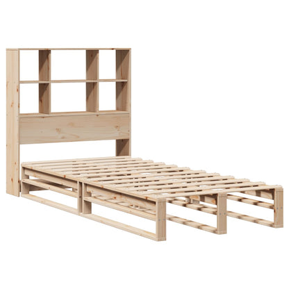 Solid Wood Bookcase Bed Frame 90x200 cm - No Mattress Included