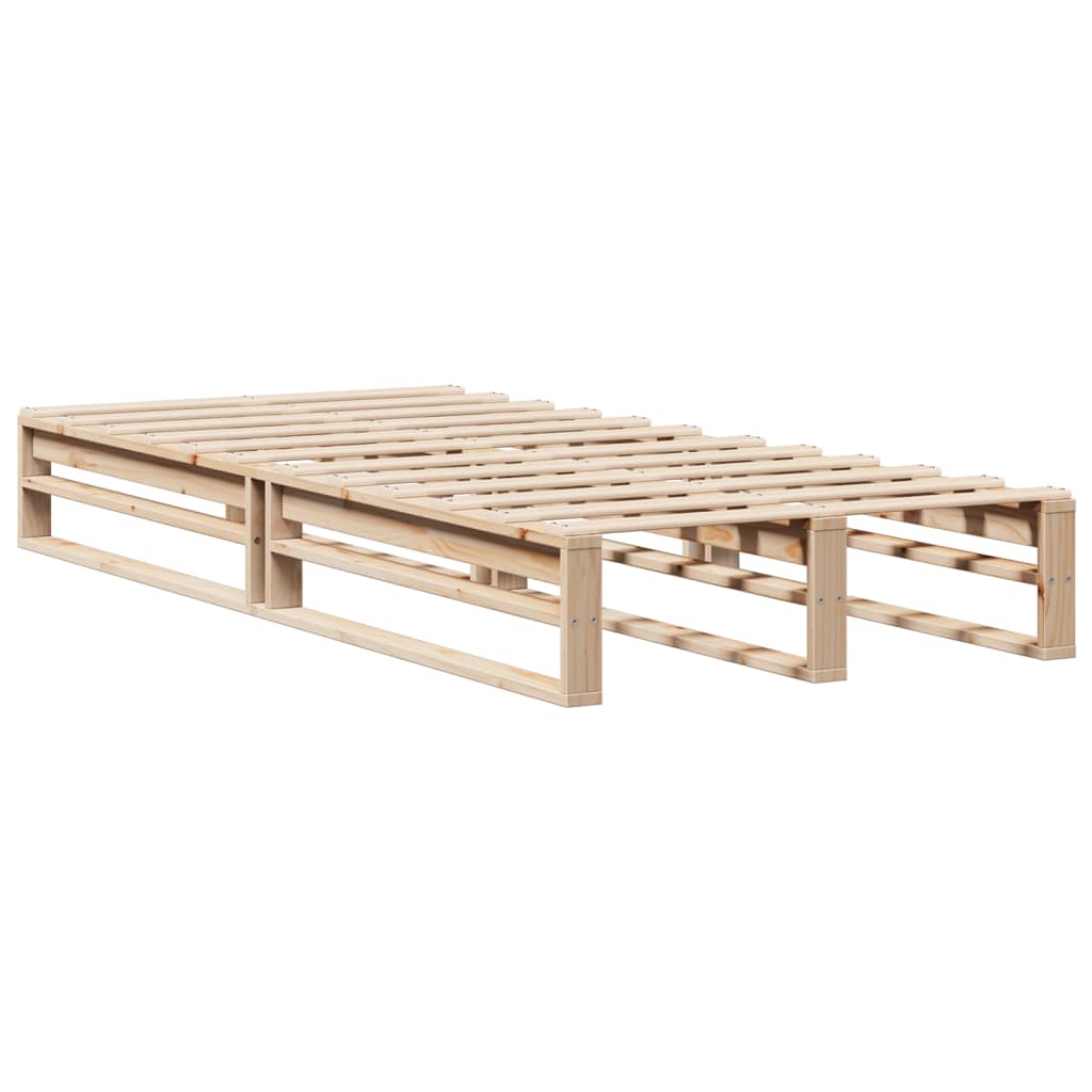 Solid Wood Bookcase Bed Frame 90x200 cm - No Mattress Included