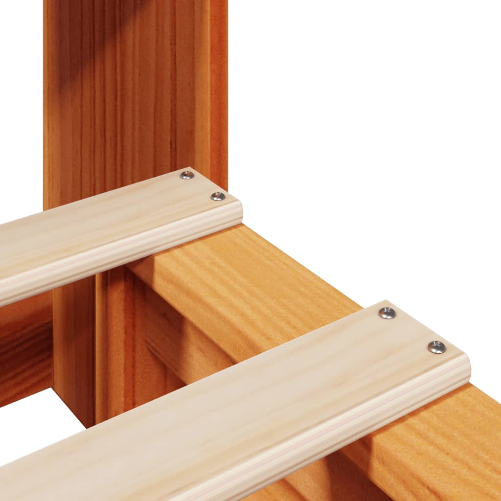 Solid Wood Bookcase Bed, Wax Brown, 90x200 cm (No Mattress)