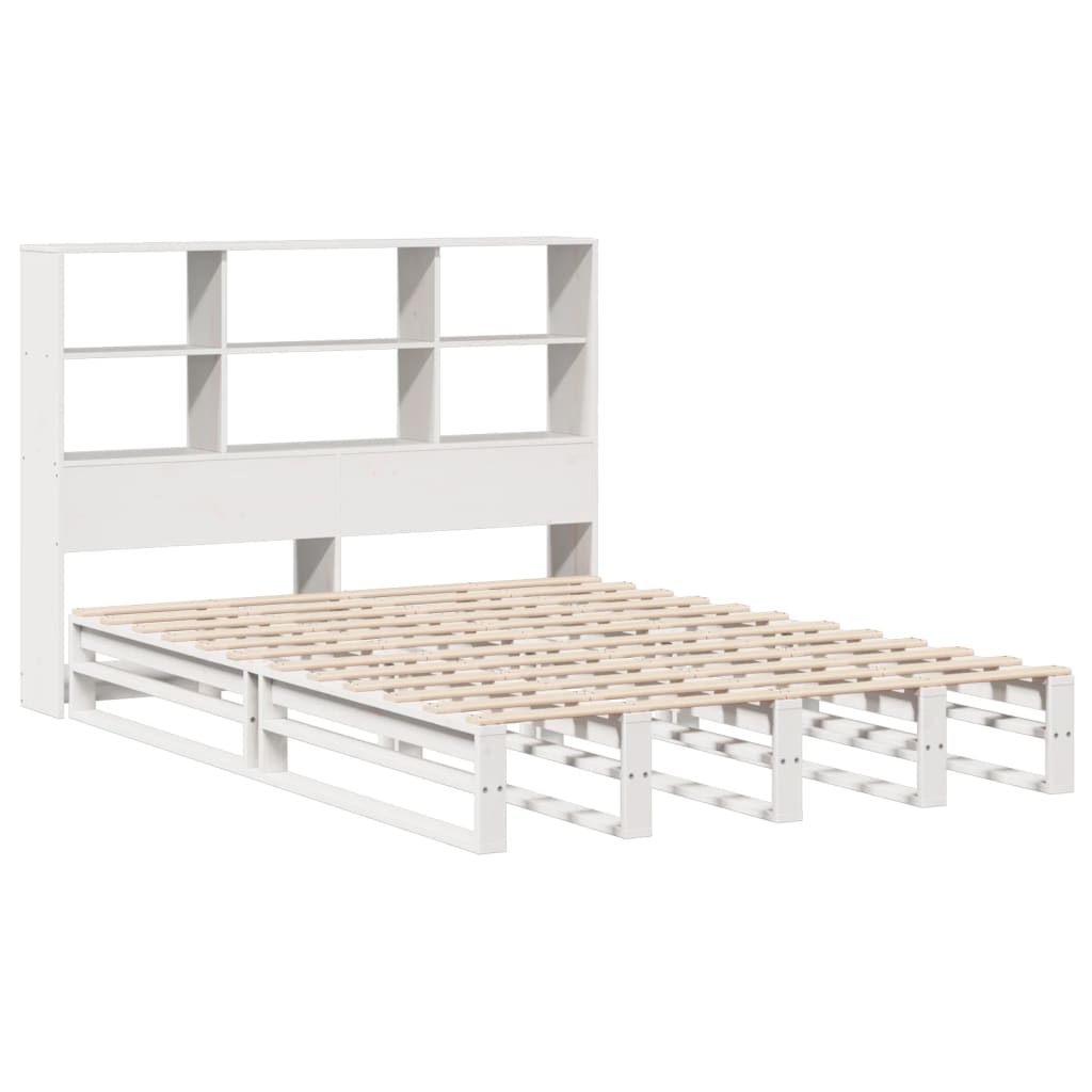 Solid Wood Bookcase Bed, White 120x200 cm - No Mattress Included
