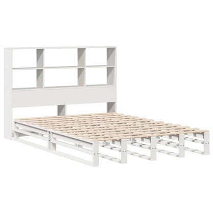 Solid Wood Bookcase Bed, White 120x200 cm - No Mattress Included