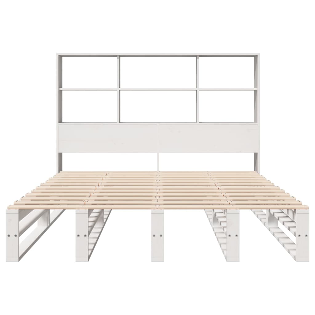 Solid Wood Bookcase Bed, White 120x200 cm - No Mattress Included