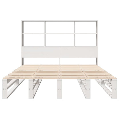 Solid Wood Bookcase Bed, White 120x200 cm - No Mattress Included