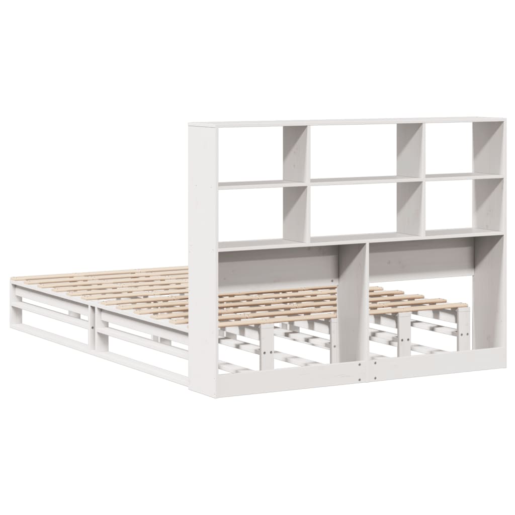 Solid Wood Bookcase Bed, White 120x200 cm - No Mattress Included