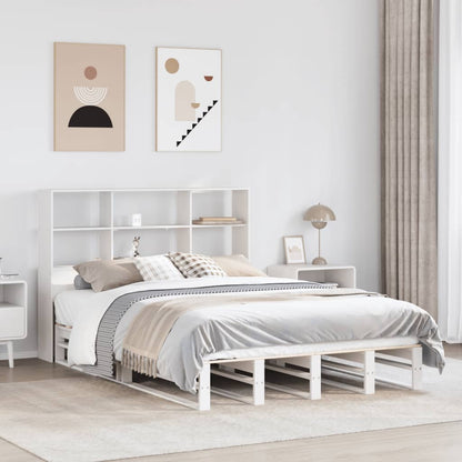 Solid Wood Bookcase Bed, White 120x200 cm - No Mattress Included